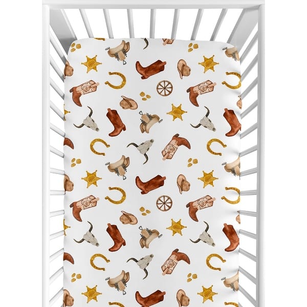 slide 2 of 6, Sweet Jojo Designs Boho Western Cowboy Boy Fitted Crib Sheet - Bohemian Vintage Wild West, Cow Boy Boots, Southern Charm, Rustic