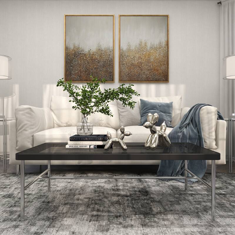 Gold Porcelain Ceramic Balloon Dog Sculpture (Set of 2) - Gold, Silver, White, Black, Multi Colored