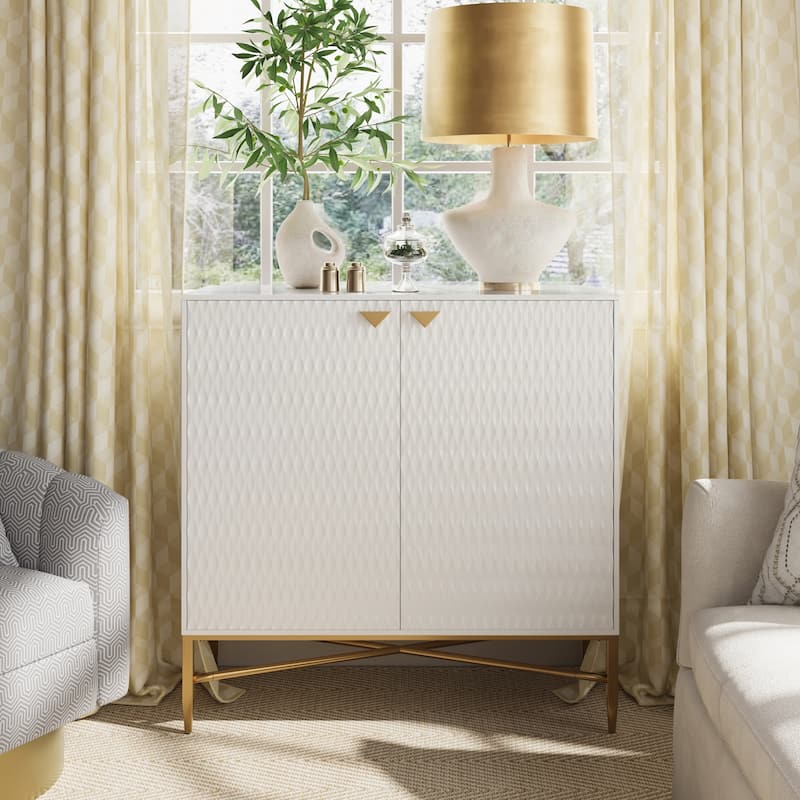 White Modern 2-Door Locker Accent Cabinet - White