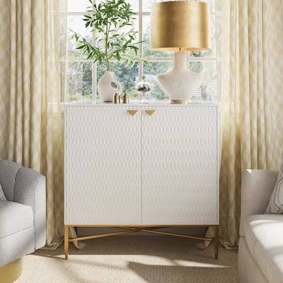 White Modern 2-Door Locker Accent Cabinet