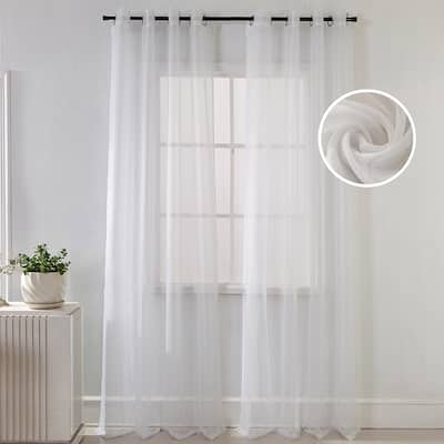 Lonnie Metallic Stripe Sheer Window Curtain Panel 90 inch