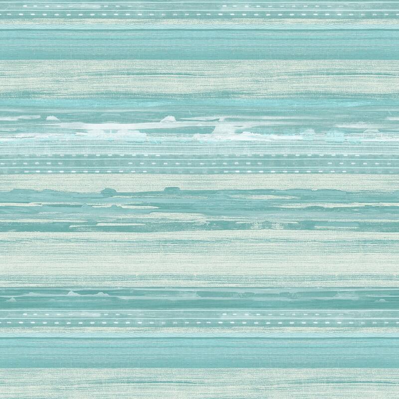 Seabrook Designs Boho Rhapsody Horizon Brushed Stripe Unpasted Wallpaper - 27 in. W x 27 ft. L - Teal, Seafoam, and Ivory
