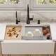 preview thumbnail 12 of 18, Karran 34" Undermount Large Single Bowl Quartz Farmhouse Workstation Kitchen Sink