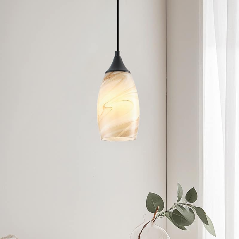 Black Metal and Glass Pendant Light for Kitchen Island Dining Room