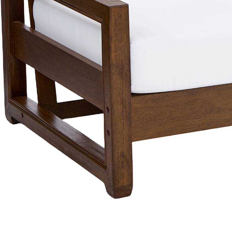 Outdoor Patio Loveseat Table Set Teak Wood with Cushion