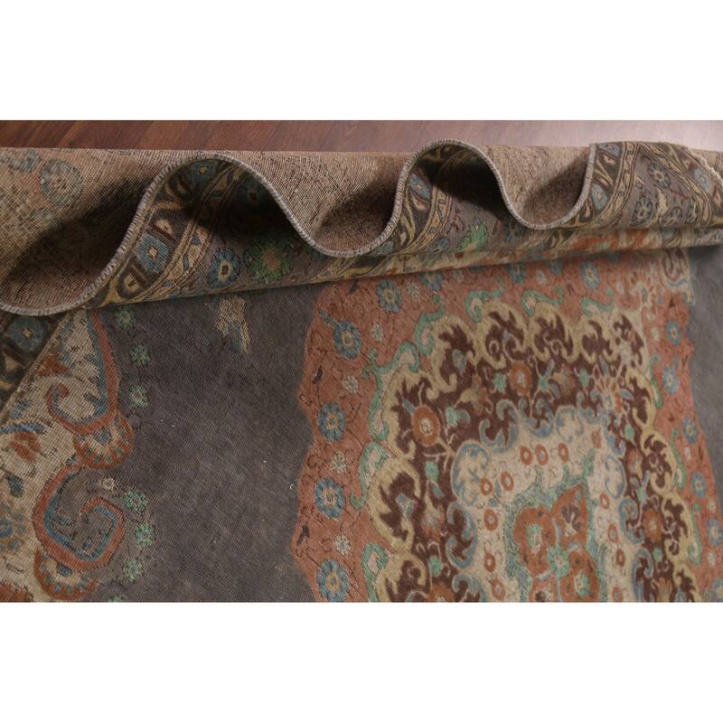 Gray Tabriz Persian Vintage Area Rug Hand-Knotted Wool Carpet - 9'10"x 12'0"