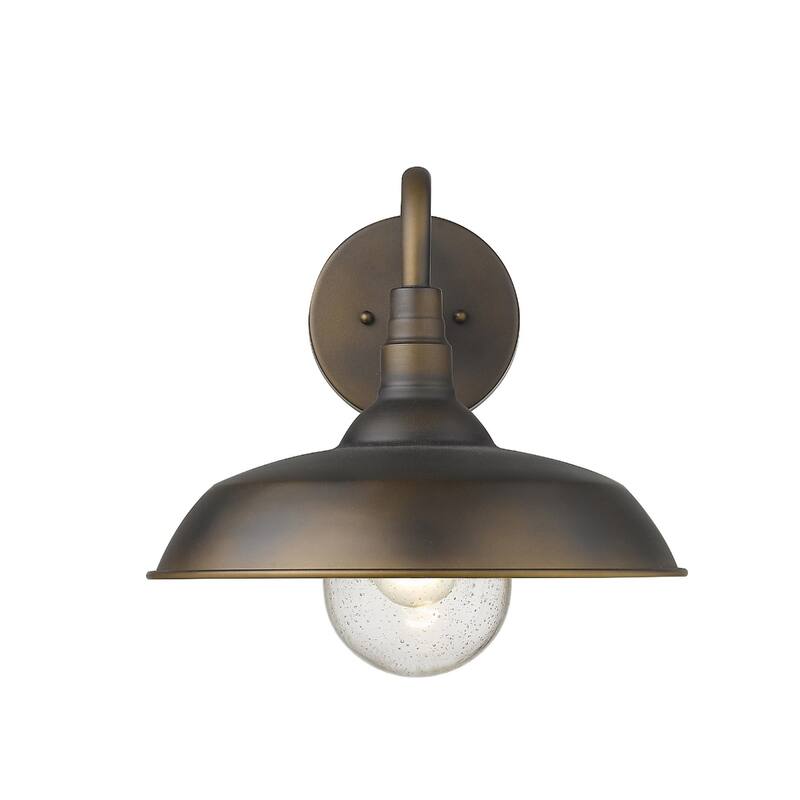 1-Light Outdoor Flush Mount Wall Light with Clear Seedy Glass Shade and Steel Fixture Garden Lighting