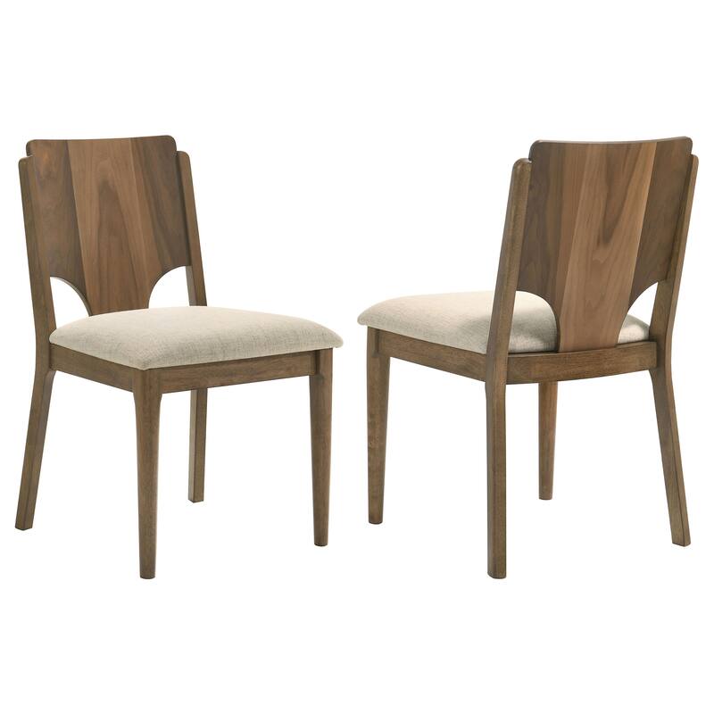 2pc Set Mid-Century Modern Wood Back Foam Padded Seat Wood Upholstery