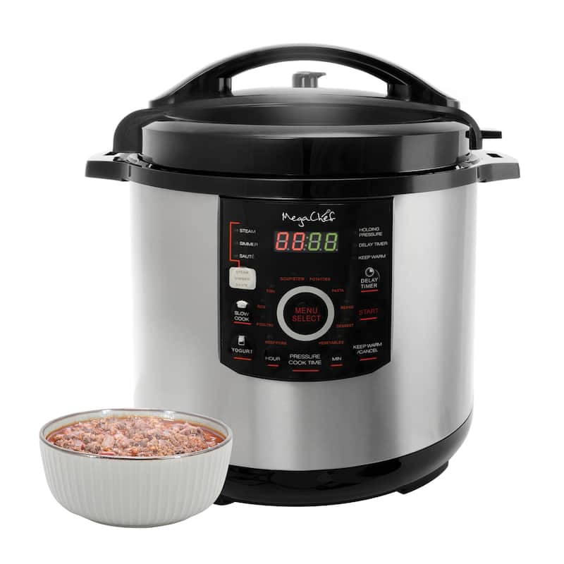 Megachef Digital Pressure Cooker with 12 Quart Capacity- 15 Presets and Glass Lid