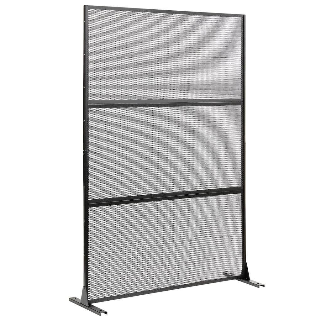 Black Metal Freestanding Privacy Screen Panel for Indoor and Outdoor Use - 48” x 16” x 72” (L x W x H)