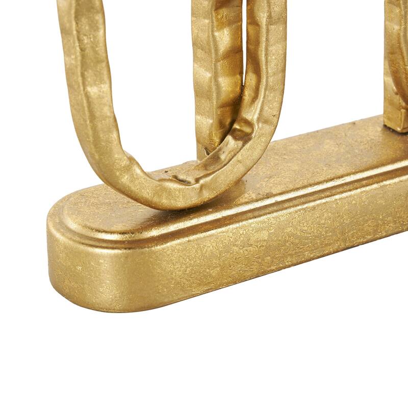 Gold Metal Interlocked Chains Decorative Candle Holder with Rectangle Base - 2"W x 9"L x 10"H