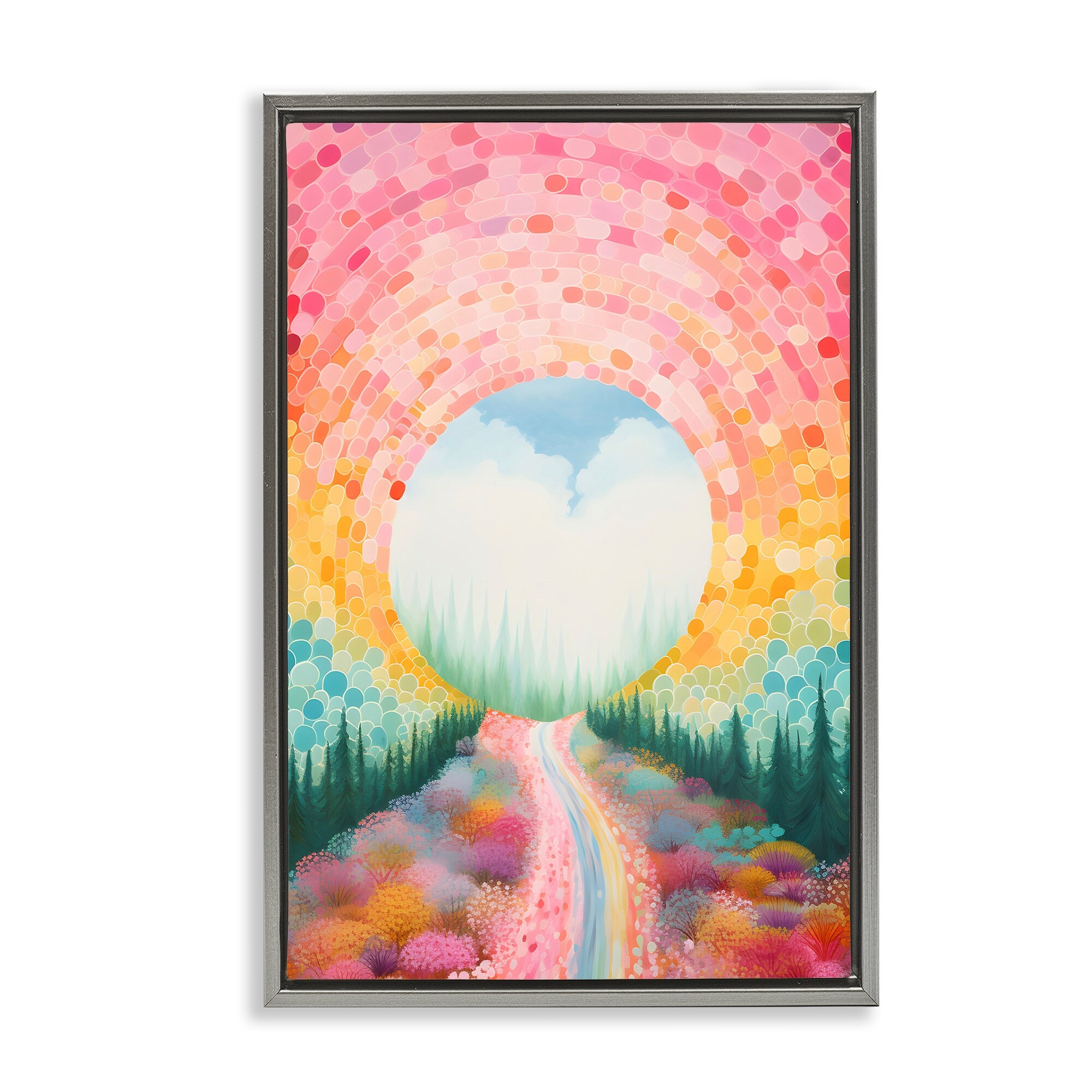 Stupell Geometric Road Path Framed Floater Canvas Wall Art Design By Petal Prints Design