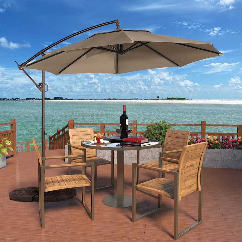 11FT Outdoor Cantilever Umbrella 360 Rotation Patio Offset Umbrella