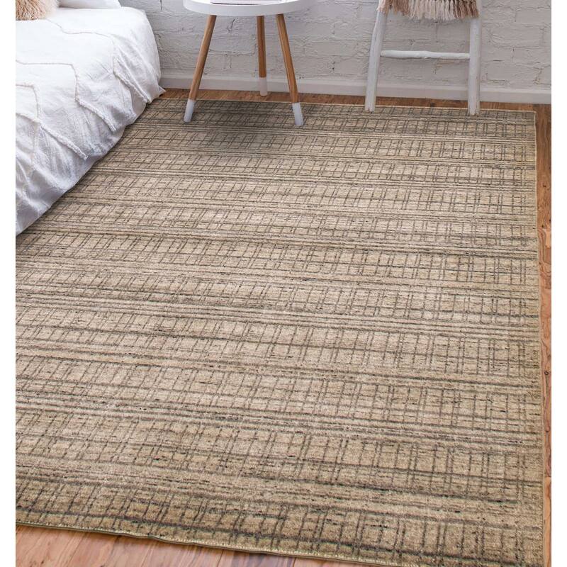 ECARPETGALLERY Hand Loomed Kashkuli Gabbeh Light Grey Wool Rug - 5'9 x 7'9