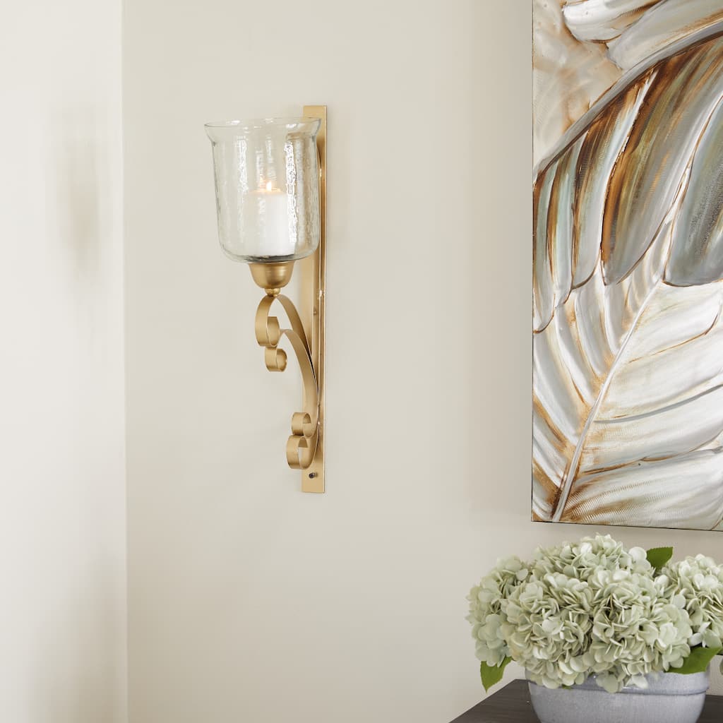 Sleek Metal Single Candle Wall Sconce - Gold, Silver, Black