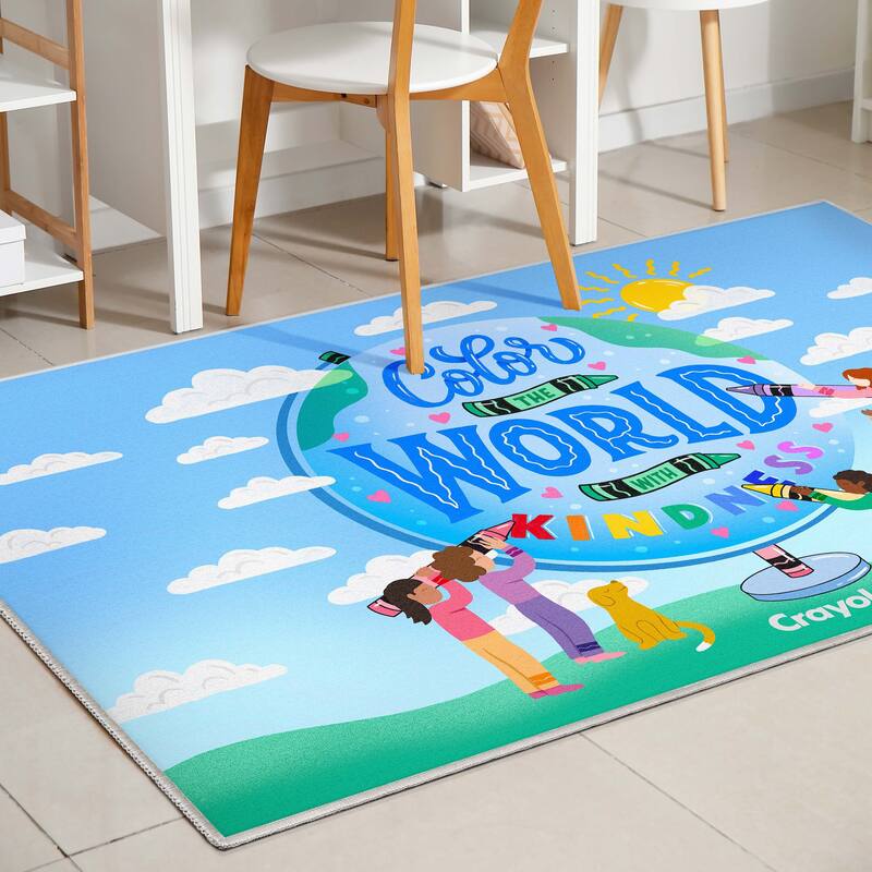 Crayola Color The World Blue Abstract Area Rug By Well Woven