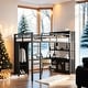 preview thumbnail 2 of 8, Stylish & Simple Metal Full Size Heavy Duty Loft Bed with Wardrobe, L-shaped Desk, Storage Cubes and Shelves, Black
