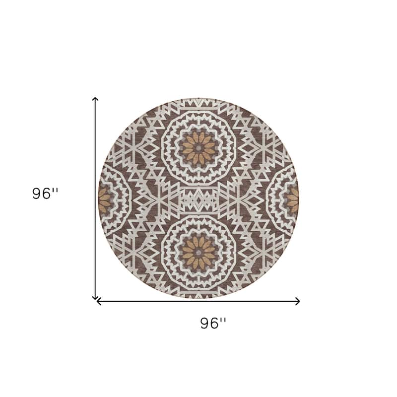 HomeRoots Floral Medallion Transitional Rectangle Outdoor Rug