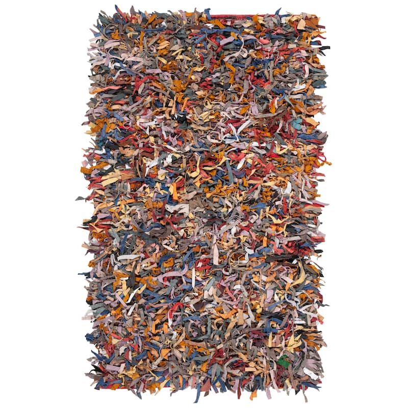 SAFAVIEH Handmade Leather Shag Carlijn Modern Leather Rug