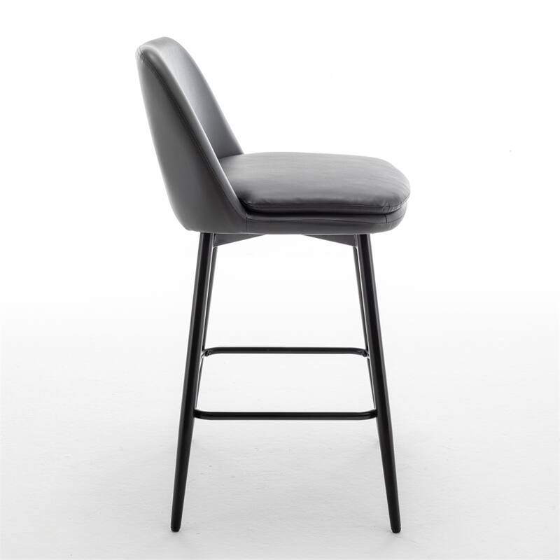 Counter Height Swivel Bar Stools Set of 2 with Back and Metal Legs