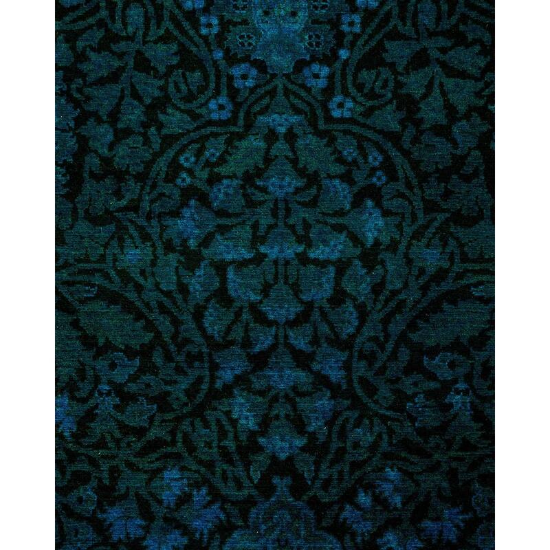 Overton Hand Knotted Wool Vintage Inspired Modern Contemporary Overdyed Blue Runner Rug - 2' 7" x 8' 2"