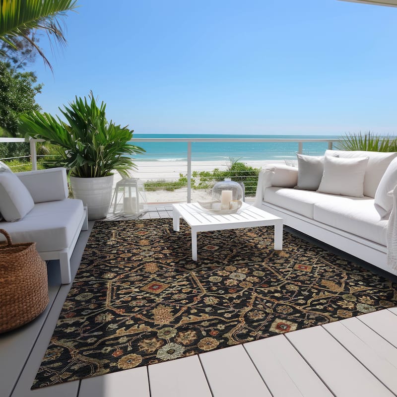 Machine Washable Indoor/ Outdoor Traditional Persian Chantille Rug