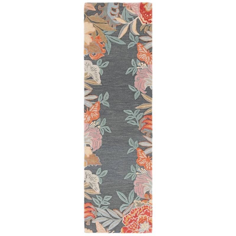 SAFAVIEH Handmade Bellagio Masae Contemporary Wool Rug - 2'3" x 8' Runner - Grey/Rust