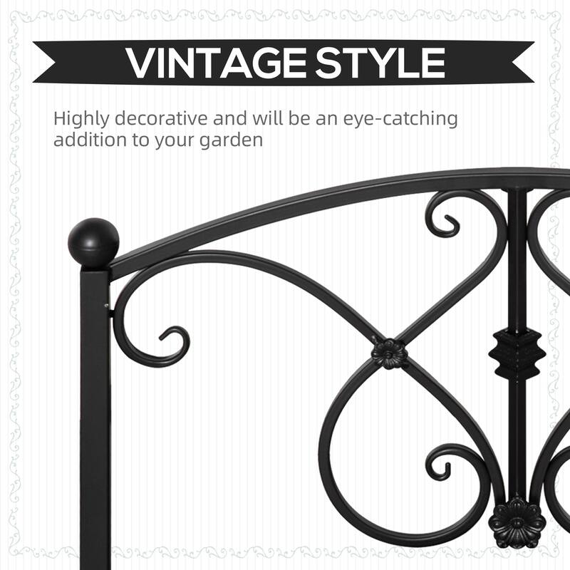 Outsunny Classic Garden Bridge with Safety Railings Arc Footbridge Decorative Pond Bridge for Backyard Creek Stream, Rust Brown