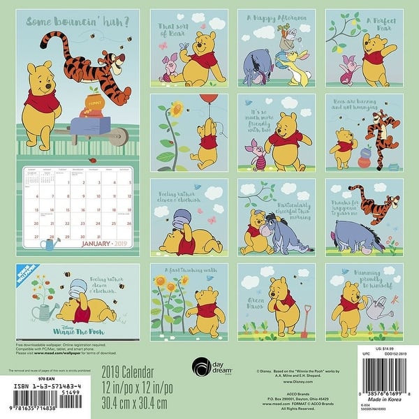 Shop 2019 Winnie The Pooh 2019 Wall Calendar More Moms Babies By Acco Brands Overstock 25071737