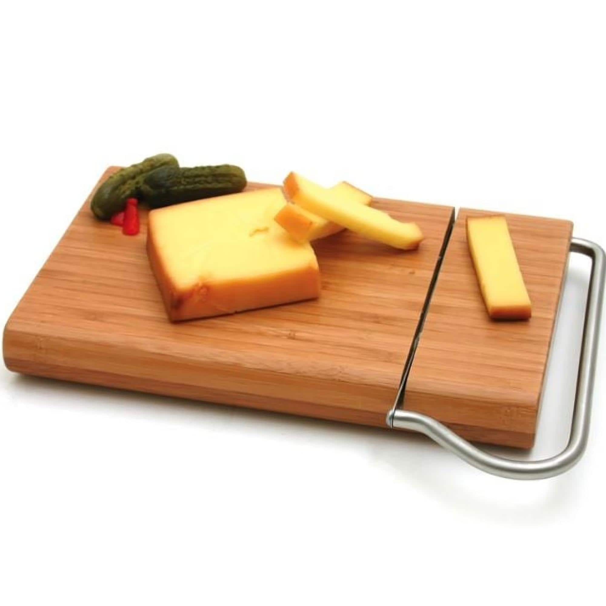 Swissmar Bamboo Cutting Board With Stainless Steel Cheese Slicer Blade