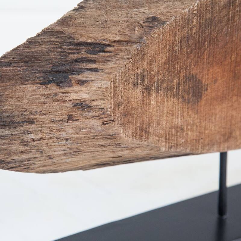 Brown Oval Shaped Wooden Sculpture - 34" W x 5" D x 15" H