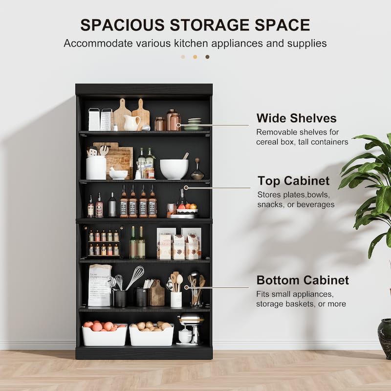 Doorless Wood Bookshelf Storage Cabinet Bookcase&Office Cabinet for Kitchen Bedroom Entryway Living Room Dinning Room