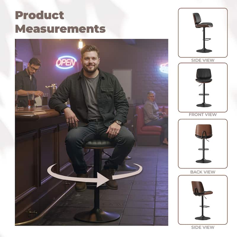 Adjustable Swivel Bar Stools with Footrest, Faux Leather Counter Stools for Kitchen Island