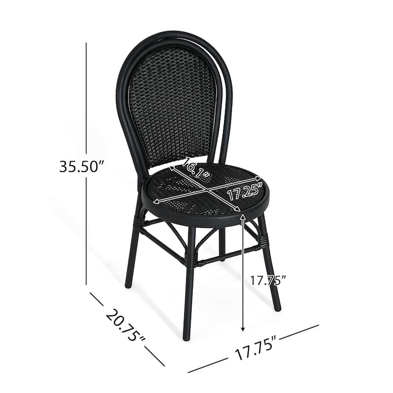 Scott Living Idle Hour Outdoor Black Bistro Chair Metal Frame Woven Wicker