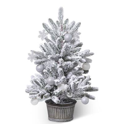 3ft White Frosted Christmas Trees with Pot - N/A