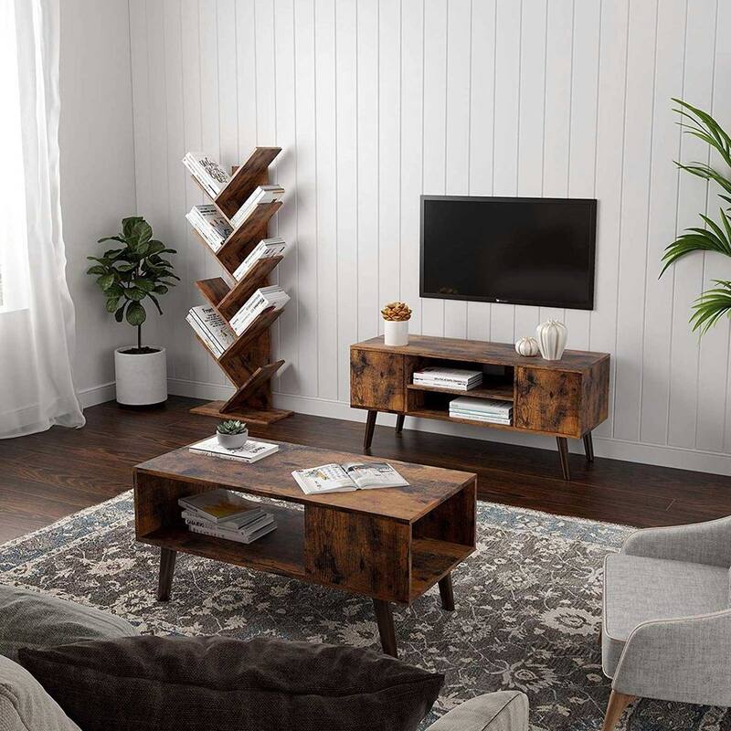 Tree-Shaped Bookcase with Particleboard Shelves Perfect for Corners and Small Area