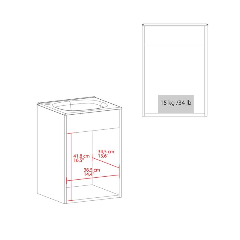 15.5" Wall Mounted Bathroom Sink Set with Cabinetry
