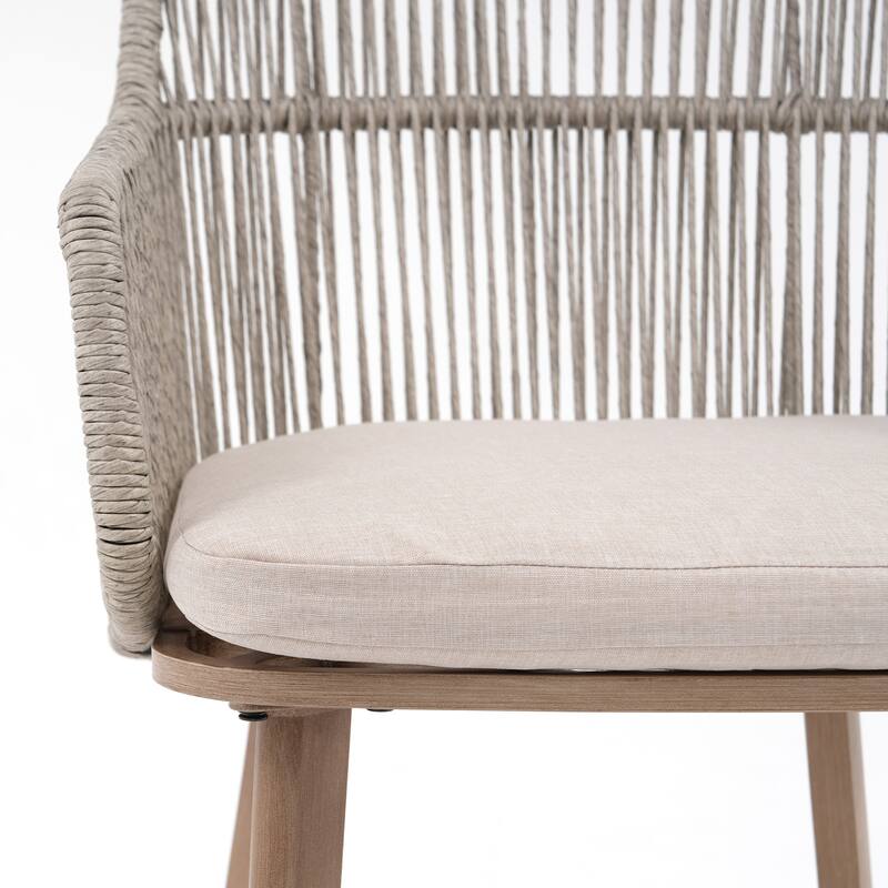 Outdoor 2-Piece Arm Barstool Chairs with Cushions