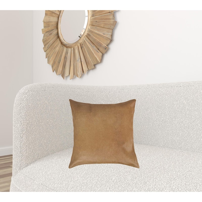 18 X 18 Tan Cowhide Throw Pillow
