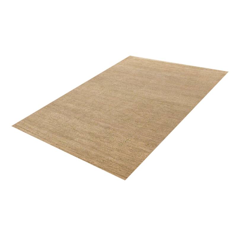ECARPETGALLERY Hand-knotted Silk Shadow Light Khaki Silk, Wool Rug - 6' 10" x 9' 10"