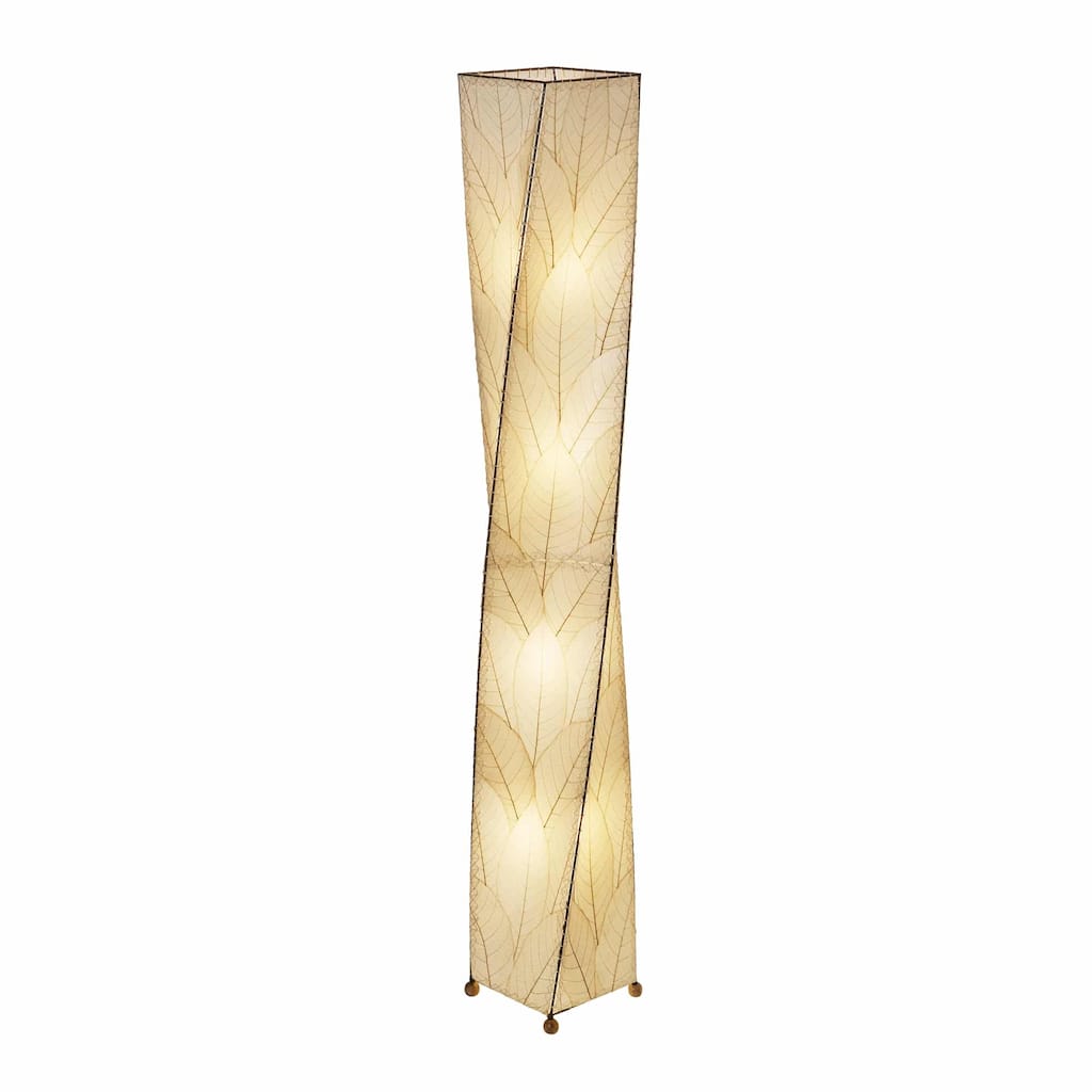 Eangee Handmade Twist Giant Floor Lamp, Cocoa Leaves Shade, 11 x 11 x 72 in.