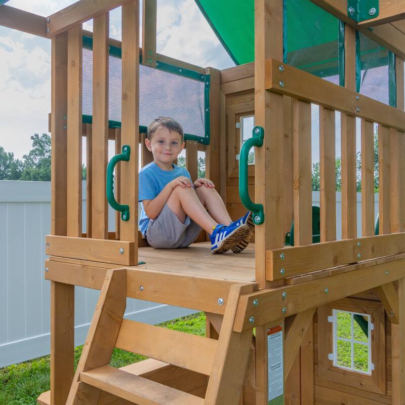 Backyard Discovery Fall River Nordic Spruce Swing Set, Clubhouse