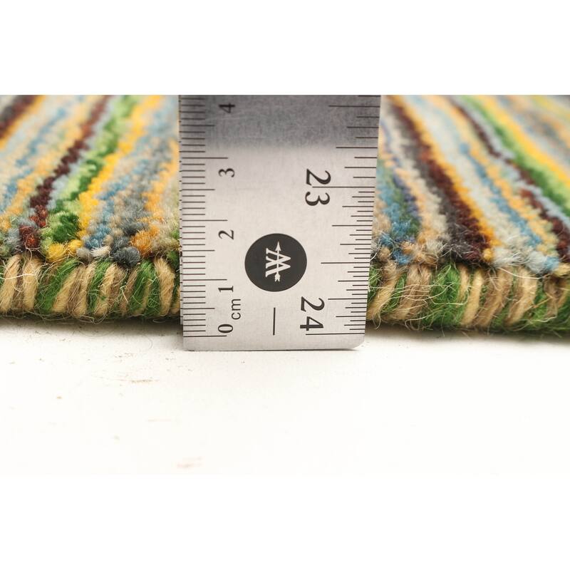 ECARPETGALLERY Hand Loomed Kashkuli Gabbeh Green Wool Rug - 4'0 x 5'10