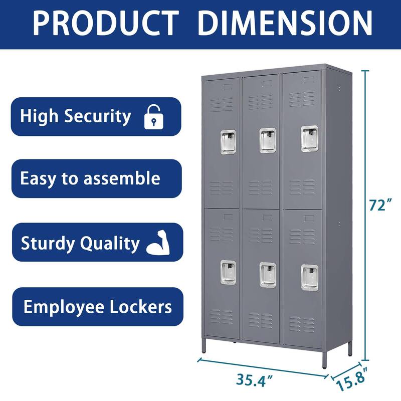 6 Door 72"H Metal Lockers With Lock