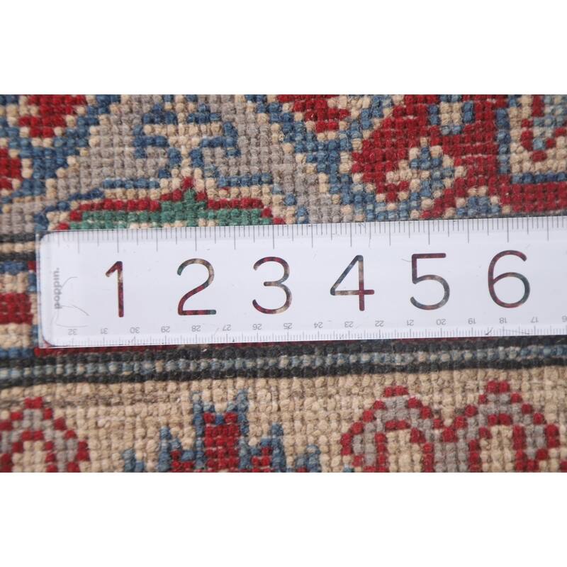 Hand Knotted Oriental 100% Wool Carpet Traditional Geometric Navy Blue & Blues Kazak Runner Rug - 8' 11'' X 2' 9''