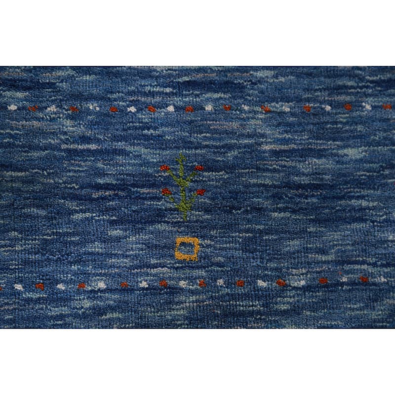 Hand Knotted Oriental 100% Wool Carpet Tribal Tribal Navy Blue & Blues Gabbeh Area Rug - 9' 9'' X 8' 0''