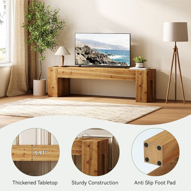 Solid Wood TV Stand, 63" Rustic Extra Long Media TV Consoles Table