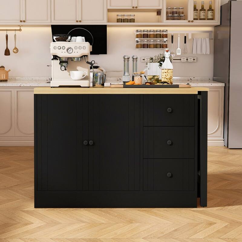 Multifunctional 89.7" Wooden Sideboard with Extendable Table and Storage for Living Room Organization