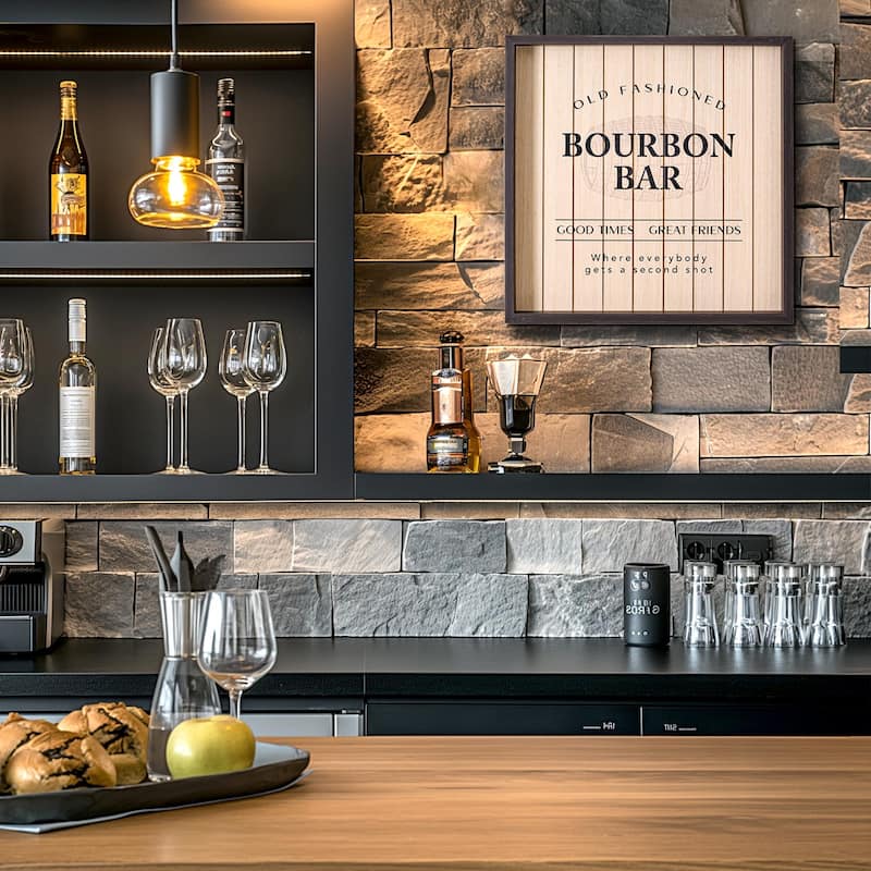 American Art Decor Framed Good Times Bourbon Bar Wall Decor - 18.75" H x 18.75" L x 1.25" D