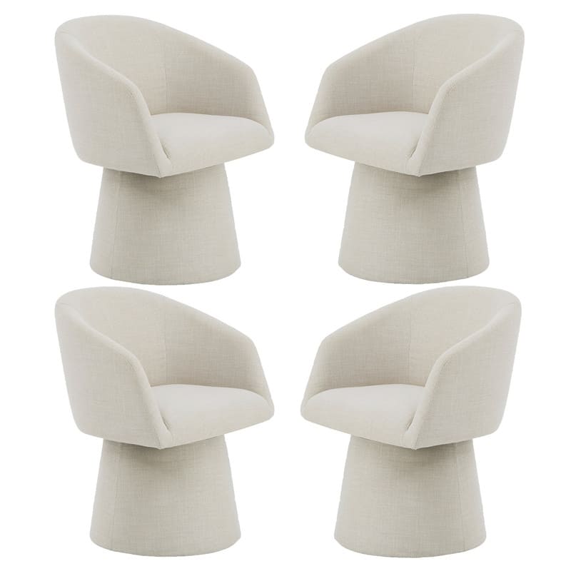 Evie Modern Upholstered Fabric Swivel Dining Chair - Set of 4 - Beige